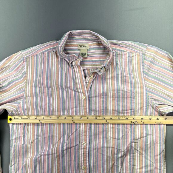 L.L. Bean Pastel Striped Button Down Shirt Sz‎ M Women's Cottagecore Farmhouse - Picture 6 of 11